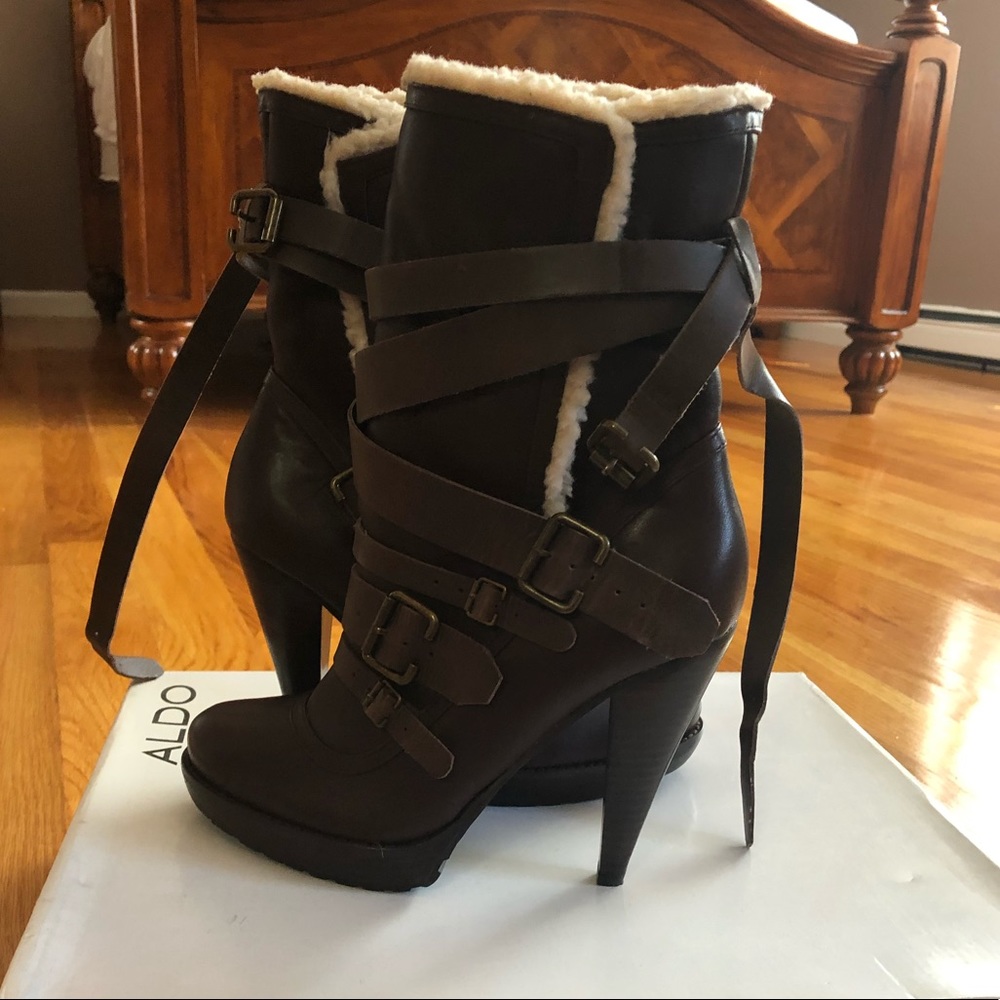 ALDO fur brown heeled boots